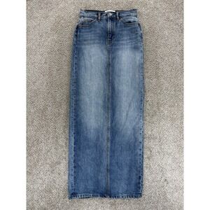 Reformation Daria Ultra High Rise Denim Maxi Skirt Size 24 Blue Organic Stretch